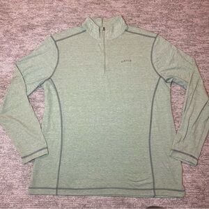 Orvis 1/4 Zip Pullover Shirt Mens Large Light Green Lightweight Long Sleeve